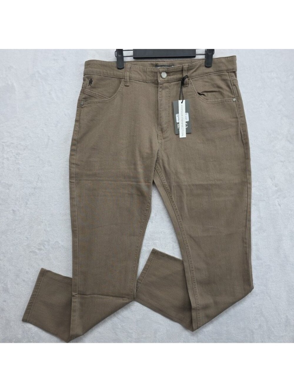 French Connection Jeans Mens 36x32 Cremini Brown Slim Straight Stretch NWT